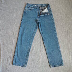 Carhartt Jeans Mens Size 34x32 Blue Flannel Lined Relaxed Straight Work B172